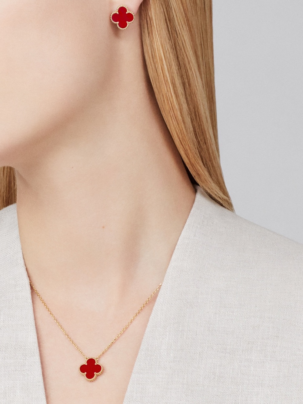 Van Cleef & Arpels Red Alhambra Necklace